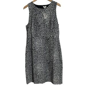 J. Crew NWT Navy White Oncilla Print Cotton Basketweave Sleeveless Sheath Dress